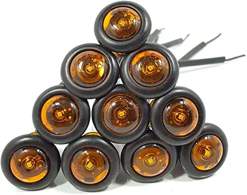 10 Usa Made 3/4" Amber Led Clearance Marker Bullet Grommet Lights 1