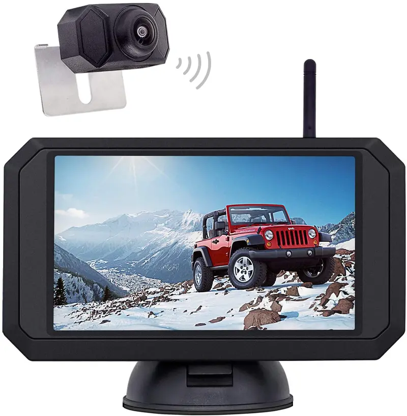 1080P Backup Camera And 5 Inch Monitor Kit Digital Wireless Rear View Camera For Car Suv Truck Rv Built-In Transmitter With Parking Guidelines 1