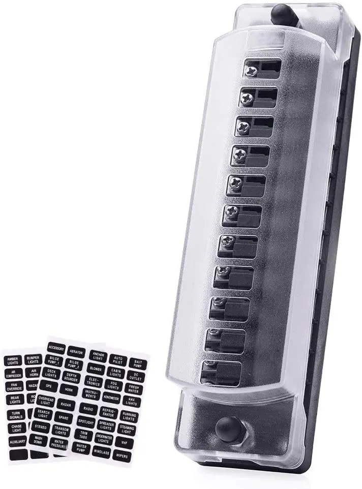 12 Way 12V-32V Automotive Blade Block Holder W/Screw Nut Terminal Fuse Box Holder For Car Truck Vehicle Marine Boat 1