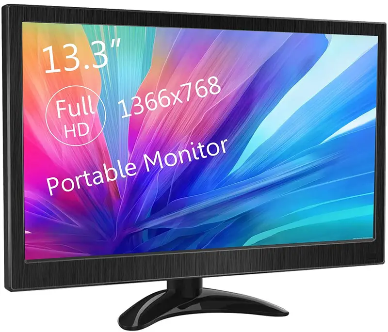 13.3 Inch Portable Monitor Kenowa Hd Computer Display 1366X768 With Hdmi Vga Video Input Interface For Ps4 Mini Pc Laptop Raspberry Pi Cctv Camera Ccd External Secondary Display (13.3") 1