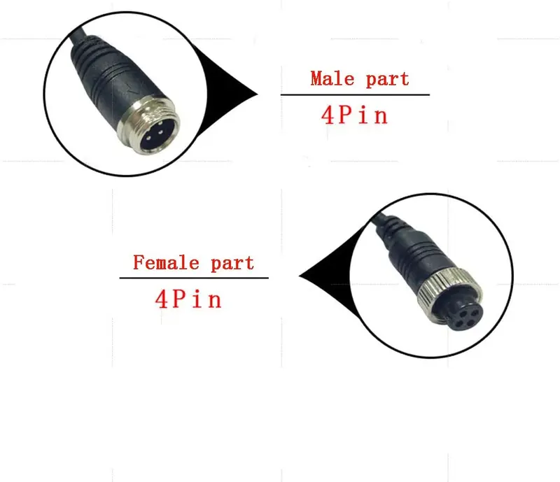 16.5Ft 4-Pin Car Aviation Video Extension Cable For Truck Trailer Camper Bus Motorhome Vehicle Rearview Backup Monitor System Cctv System Camera Waterproof Shockproof 5M 2