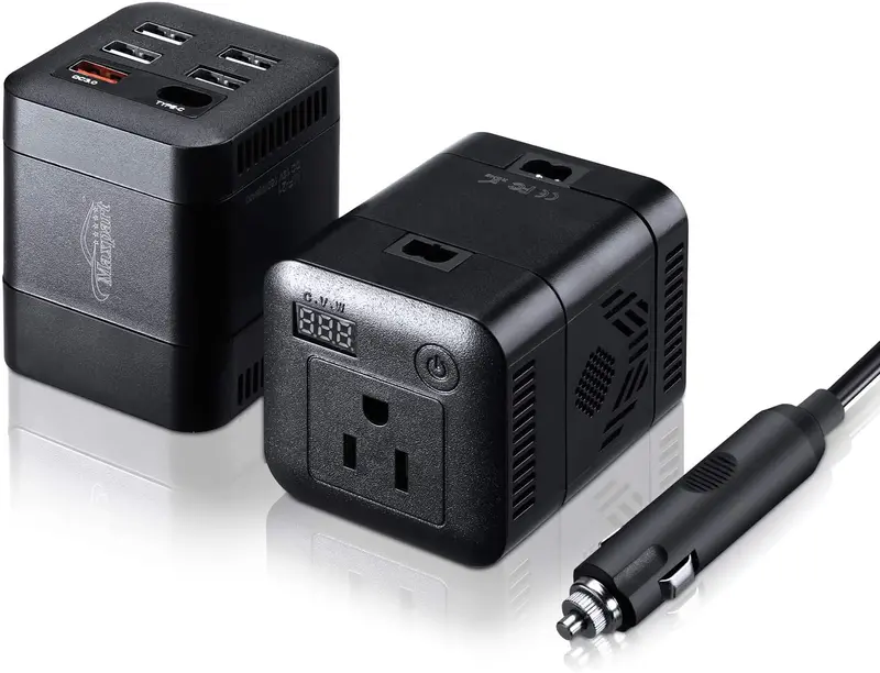 2020 Upgraded 150W Power Inverter Truck/Rv Inverter 12V Dc To 110V Ac Converter With 4 Ac Outlets 2.4A Usb+Qc 3.0+Type C Ports Modified Wave Inverter 1