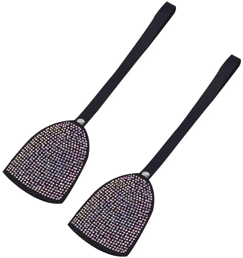 2Pcs Crystal Diamond Car Back Seat Hidden Hook Headrest Hanger, Bling Bling Luster Crystal Diamond Car Decor Accessories For Women (Seatback-Hooks-2Pcs) 1