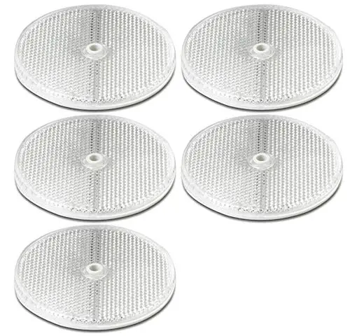 3.165 Ø" Clear Round Front Reflector White Pack Of 5 For Trailers Fence Gate Posts 1