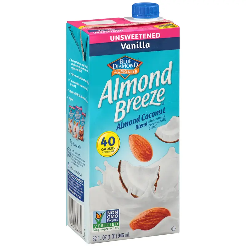 (3 Pack) Almond Breeze Almond Milk, Unsweetened Vanilla Almond Coconut Blend, 32 Fl Oz 1
