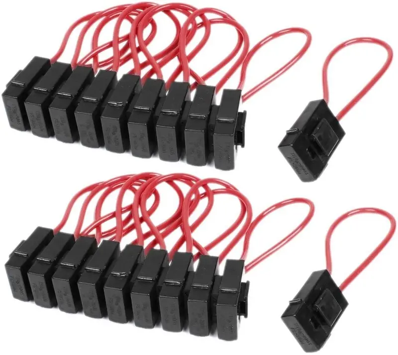 30A Wire In-Line Fuse Holder Block Black Red For Car Boat Truck 20Pcs 1