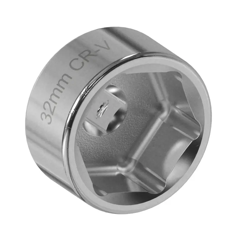 32Mm Oil Filter Wrench, Oil Filter Socket With 3/8" Drive 6 Points Oil Filter Cap Removal Tool, 1
