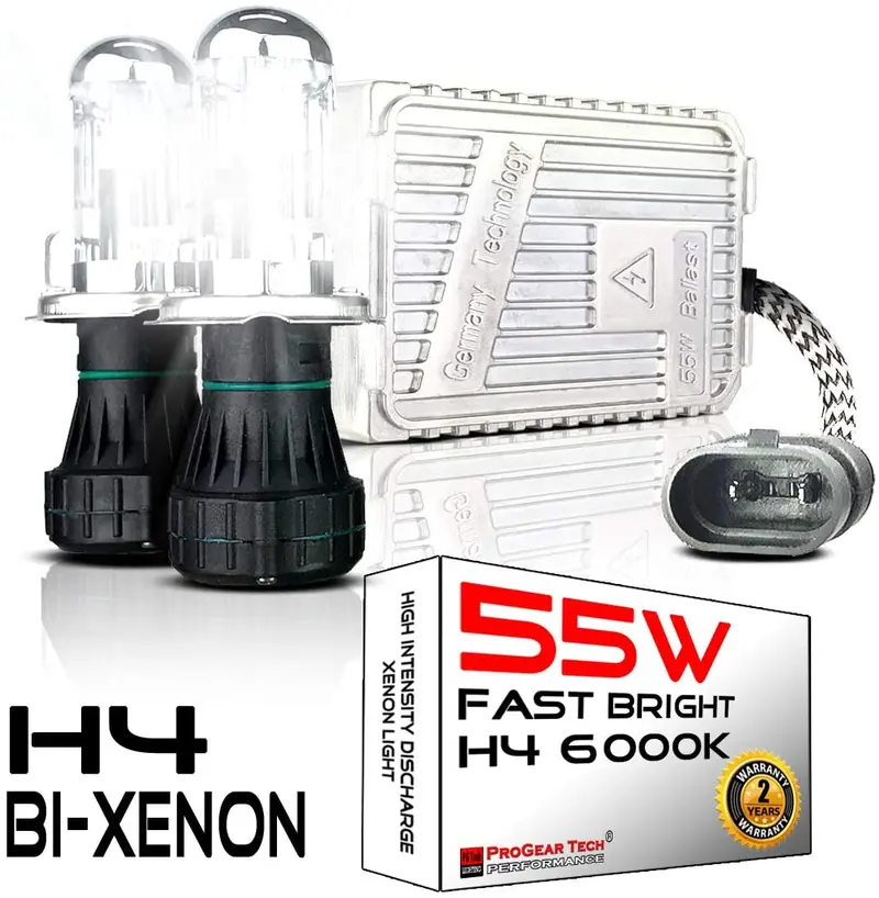 55W Heavy Duty Fast Bright H4 9003 8000K Bi-Xenon Dual Beams Ac Hid Bulbs Bundle With 55W Ac Digital Slim Ballast H4/Hilo For 12V Non-Canbus Vehicles (Iceberg) 1