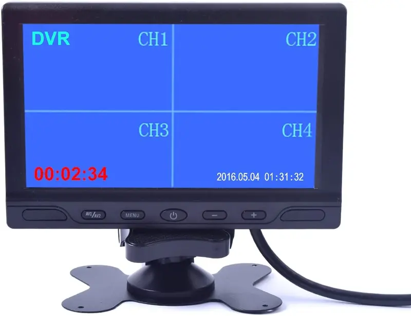 7 Inch Car Truck Quad Split Monitor Built-In Dvr Video Recording 4 Channels Quad Display Front/Left/Right/Back Camera Av Input For Trailer Camper Motorhome - 12V-24V Lcd Screen 1