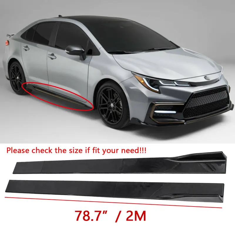 78.7" Side Skirts Rocker Panel Splitter Lips Black For Toyota Corolla 1987-2021 1