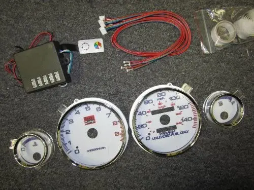 94 95 96 97 98 99 00 01 Acura Integra Gsr Gs-R Manual Transmission 7 Color White Face Glow Gauges Dash Light Kit -9K Rpm 1