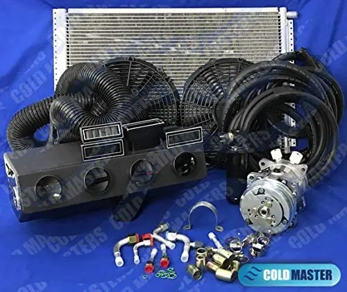A/C Kit Universal Under Dash Evaporator Hd Kit Air Conditioner 12V 450A-000Lr-C Chrome Rectangular Louvers 1
