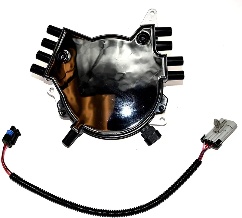 A-Team Performance Complete Optispark Spline Drive Distributor With Wiring Harness Compatible With Chevy Gmc Chevrolet 1992-1994 Lt1 V8 5.7L 350, 265, Black Cap 1