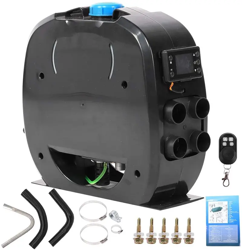 Air Heater 12V Diesel With Remote Control,4 Holes Aluminum Alloy Pipe Air Heater For Truck Rvs Electric Vehicles,W/4 X Exhaust Pipes 1