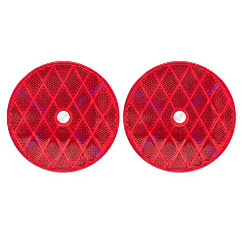 [All Star Truck Parts] Class A 3-3/16" Round Reflector With Center Mounting Hole - 2 Pack For Trailers, Trucks, Automobiles, Mail Boxes, Boats, Suv's, Rv's, Industrial Applications (Red, 2) 1