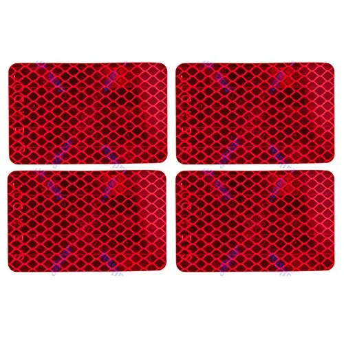 Amber/Red 2X3" Rectangle High Visibility Reflective Stick-On Prism Reflector | Dot-Sae | Strong Adhesive/Weatherproof | Trailer Camper Rv Flatbed Fender Property Boat Marine (Red, Qty 4) 1