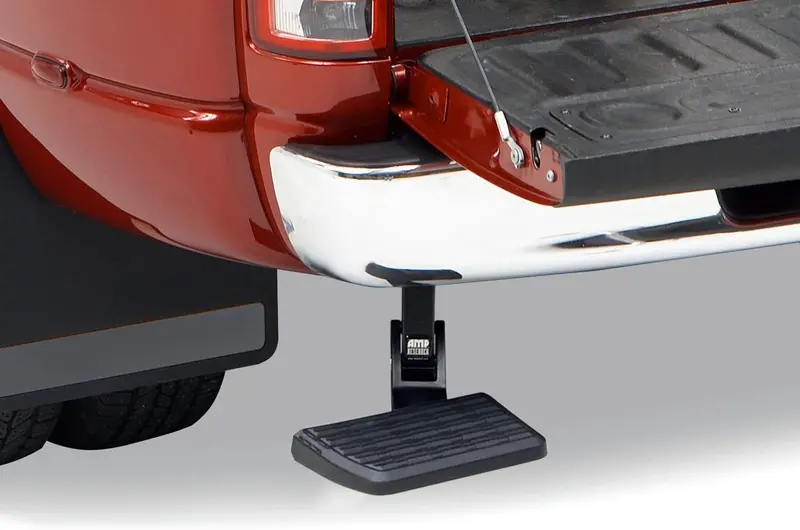 Amp Research 75306-01A Bedstep Retractable Bumper Step For 2009-2018 Ram 1500, 2010-2018 Ram 2500/3500 (Excludes Dual Exhaust & Ecodiesel Models),Black 1
