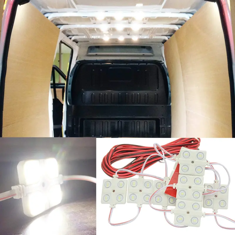 Ampper Led Ceiling Lights Kit For Van Rv Boats Caravans Trailers Lorries Sprinter Ducato Transit Vw Lwb (10 Modules, White), 12V 40 Leds Van Interior Light Kits 1