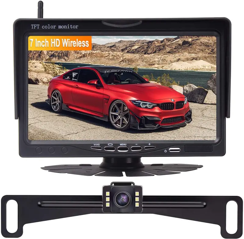 Amtifo A15 Wireles Backup Camera Kit,Hd 7 Inch Monitor With 2 Video Channels Designed For Cars,Suvs,Minivans,Super Night Vision,Diy Guide Lines 1