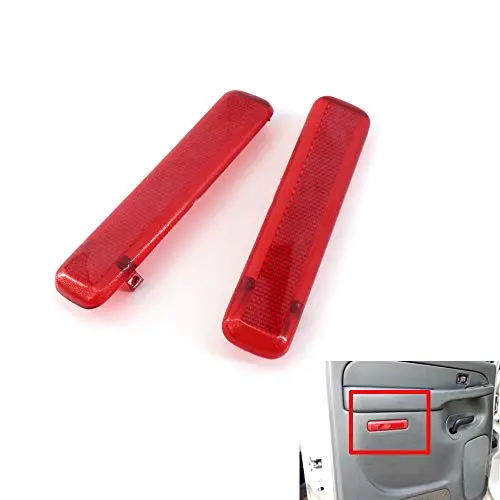 Arotom Interior Red Rear Door Trim Panel Red Back Door Panel Light Lense Reflector Reflector Light Cover Fit For Chevrolet Silverado Fit For Gmc Sierra Yukon (A Pair) 1