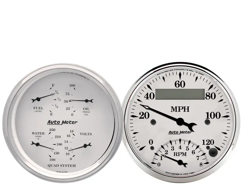 Auto Meter 1620 Old Tyme White Quad Gauge/Tach/Speedo Kit,3.375 In. 1