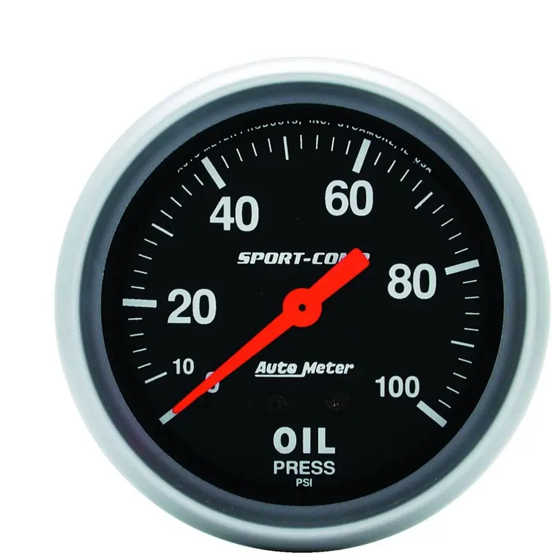 Auto Meter 3421 Sport-Comp Mechanical Oil Pressure Gauge Regular, 2-5/8" (66.7Mm) 1