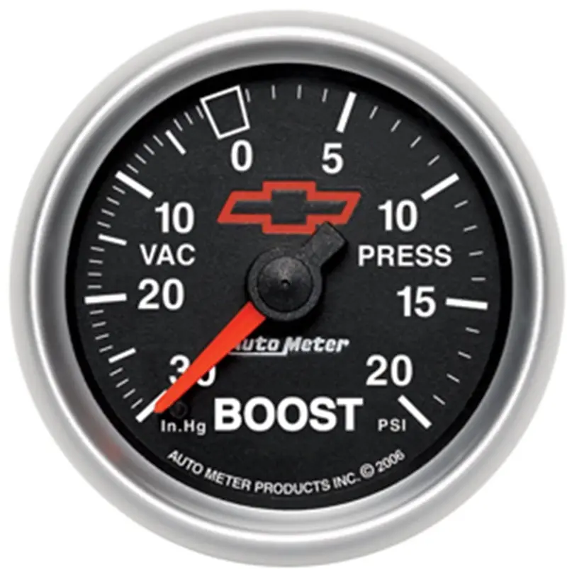 Auto Meter 3607-00406 Gm Performance Parts Red 2-1/16" 30 In Hg-20 Psi Mechanical Boost-Vacuum Gauge 1