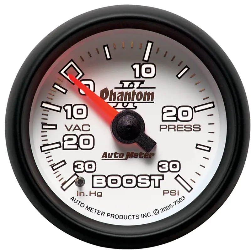 Auto Meter 7503 Phantom Ii 2-1/16" 30 In. Hg/30 Psi Mechanical Vacuum/Boost Gauge 1
