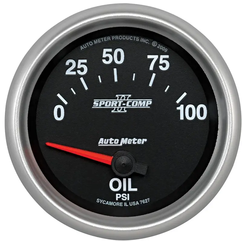 Auto Meter 7627 Sport-Comp Ii 2-5/8" 0-100 Psi Short Sweep Electric Oil Pressure Gauge 1