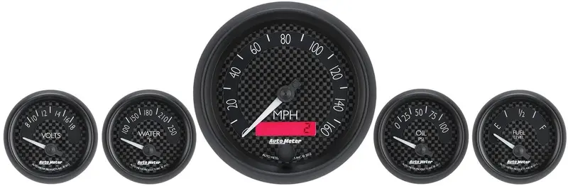 Auto Meter 8002 Gt Series Fuel/Oil/Water/Speedo/Volt 5 Gauge Kit 1