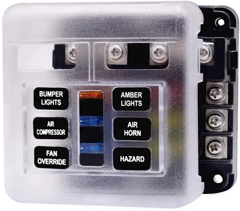 Automotive 12V/24V 6-Way Blade Holder Fuse Box Block Case With Negative For Auto Car Boat Marine Trike 1