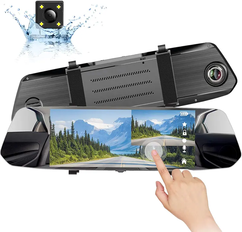 Avisight Backup Camera 7'' Mirror Dash Camera | Touch Screen 1080P Rearview Dual Lens With Waterproof Rear Camera 1