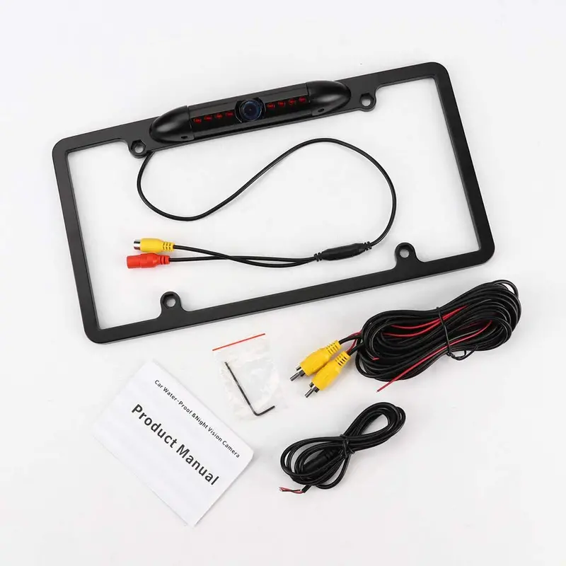 Axeco License Plate Frame Backup Camera, Rear View Camera Reverse Parking Aid System 170° Viewing Angle Universal Car Truck Night Vision Waterproof High Sensitive 8 Bright Led 1