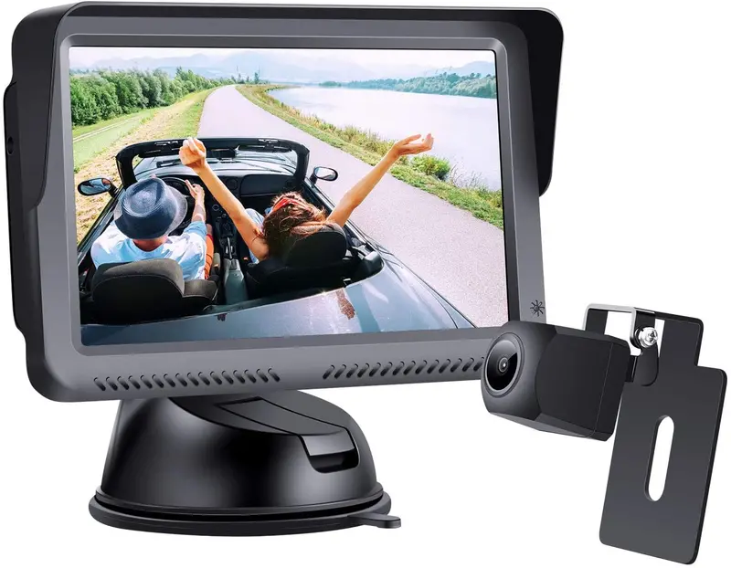 B-Qtech 5 Inch 1080P Ahd Backup Camera, Ips 180° Wide Angle Night Vision Ip68 Waterproof Rear View Reversing Camera Monitor Kit For Cars, Vans, Trucks, Support Mirror Image/Diy Guide Lines 1