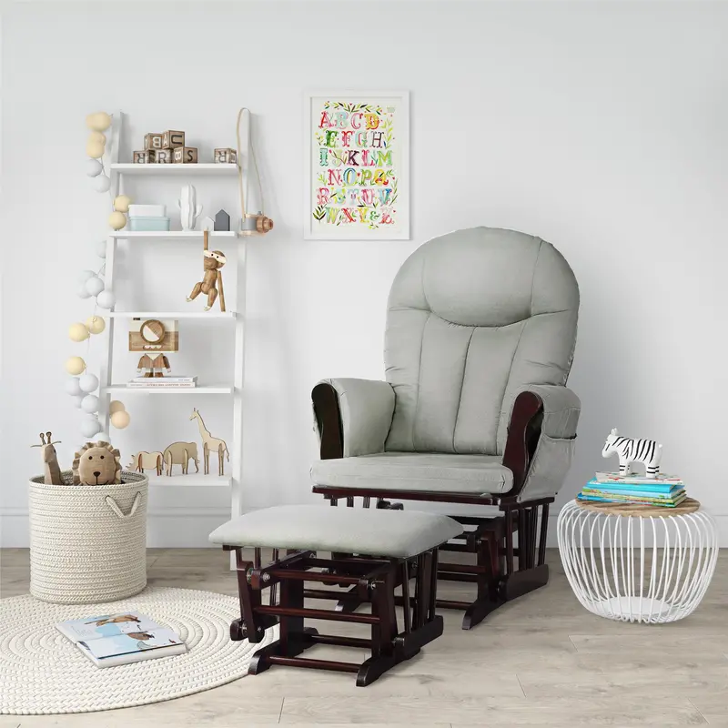 Baby Relax Huntington Glider Rocker And Ottoman, Gray And Espresso 1