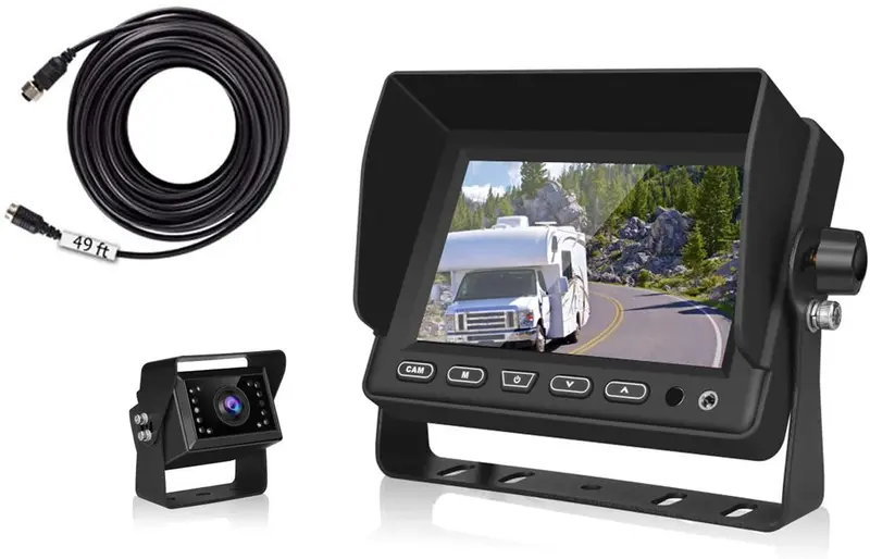 Backup Camera For Truck, Veclesus V5m 5" Monitor Rv Truck Rearview Camera, 50Ft Extension Cord, Night Vision Waterproof, Universal Backup Camera Kit For Truck Pickup Van Camper Bus Rv 1