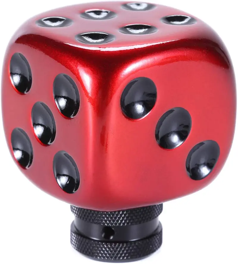 Bashineng Stick Shifter Knob Dice Style Gear Shift Head For Most Manual Automatic Cars (Red) 2