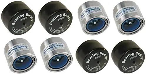 Bearing Buddy (4) 1.980 Boat Trailer Genuine Stainless Steel With Protective Bra & Auto Check Wheel Center Caps 1980A-Ss 42204 (2 Pairs) 1