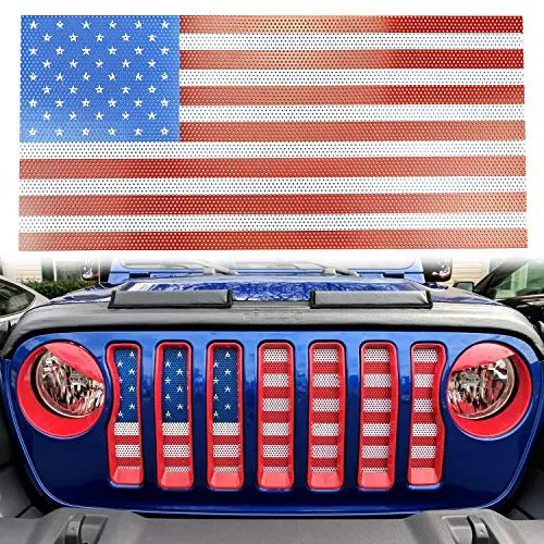 Bentolin Front Steel Mesh Grill Inserts With Us Flag Compatible With Jeep Wrangler Jl 2018-2020 & Gladiator Jt 2020 1