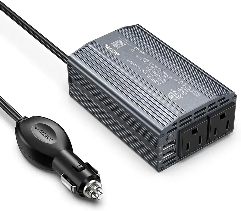 Bestek 300W Power Inverter Dc 12V To 110V Ac Car Inverter With 4.2A Dual Usb Car Adapter (Gray) 1