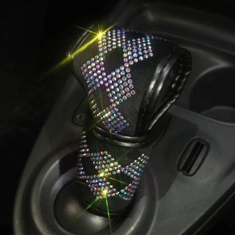 Bling Bling Auto Shift Gear Cover, Luster Crystal Car Knob Rhinestones Gear Stick Protector Diamond Car Decor Accessories For Women(Pdt) 1