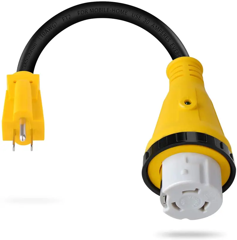 Bluefire 15 Amp Male To 50 Amp Female Rv Power Cord Plug Adapter Heavy Duty Electrical Power Adapter With Twist Lock, Led Indicator, (15 Male - 50 Female Twist) 1