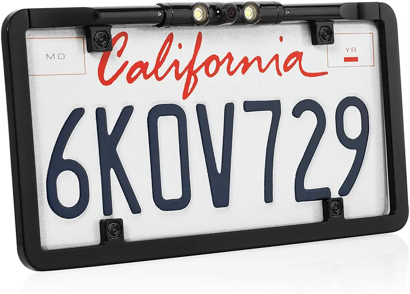 Boyo Vision Ultra-Slim Full-Frame License-Plate Camera With Led Lights And Trajectory Parking Lines (Black), One Size (Black) 1