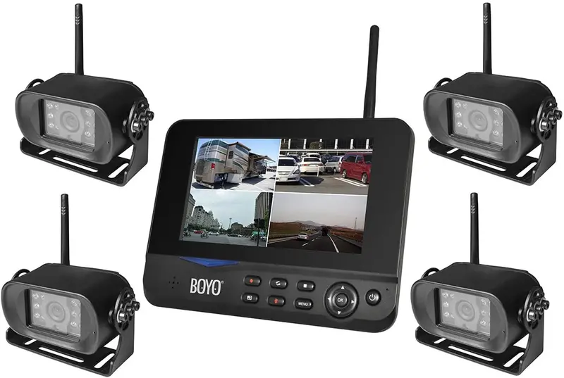 Boyo Vtc700rq-4 - Digital Wireless 4 Camera Dvr System With 7” Monitor For Car, Truck, Suv And Van (4-Channel System) 1
