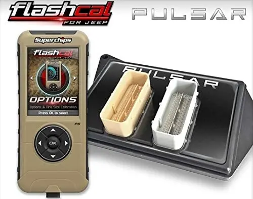 Brand New Superchips Flashcal In-Cab Tuner & Pulsar Inline Module,Compatible With 2015-2018 Jeep Wrangler Jk 1