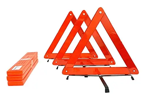 Brufer 3-Pack Emergency Roadside Safety Triangle With Reinforced Cross Base And Carrying Case 1