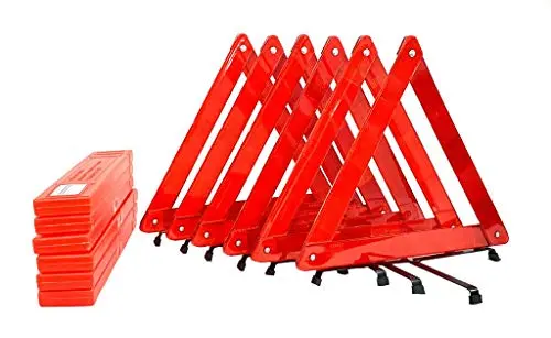 Brufer 6-Pack Emergency Roadside Safety Triangle With Reinforced Cross Base And Carrying Case 1
