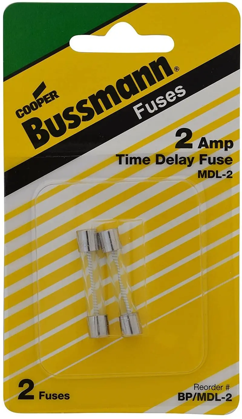Bussman Bp/Mdl-2 2 Amp Glass Tube Time Delay Fuse 2 Count 1