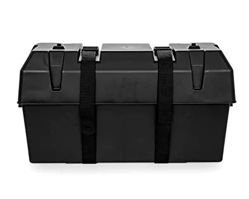 Camco Heavy-Duty Double Battery Box With Straps And Hardware| Safely Holds (2) 6V Group Gc2 Batteries Or (2) 12V Group 24:24M Batteries | Constructed Of Durable, Anti-Corrosion Material (55375) 1
