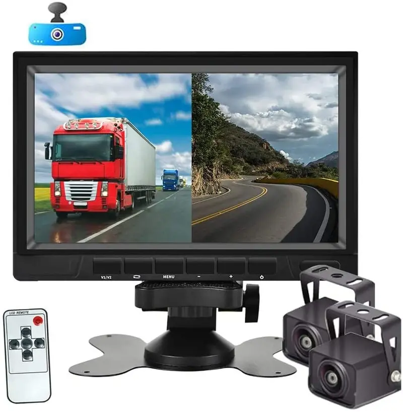 Car Backup Camera System Rearview Mirror With Dvr Function 1080P Hd 7 Inch Monitor Waterproof Night Vision Rear Veiw Camera For Truck Trailer Heavy Box Rv Camper Bus 12V-36V 1